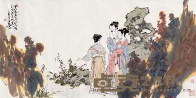 徐默 2005年作 佳人游芳图 镜心 70×139cm